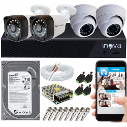 Kit Cftv 4 Câmeras Segurança Hd 720p 1 Mp Dvr 4 Canais Inova
